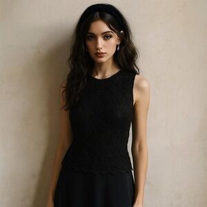 Linda Leal Womens Whimsigoth Sleeveless Lace Overlay Top Size S Dark‎ Romantic